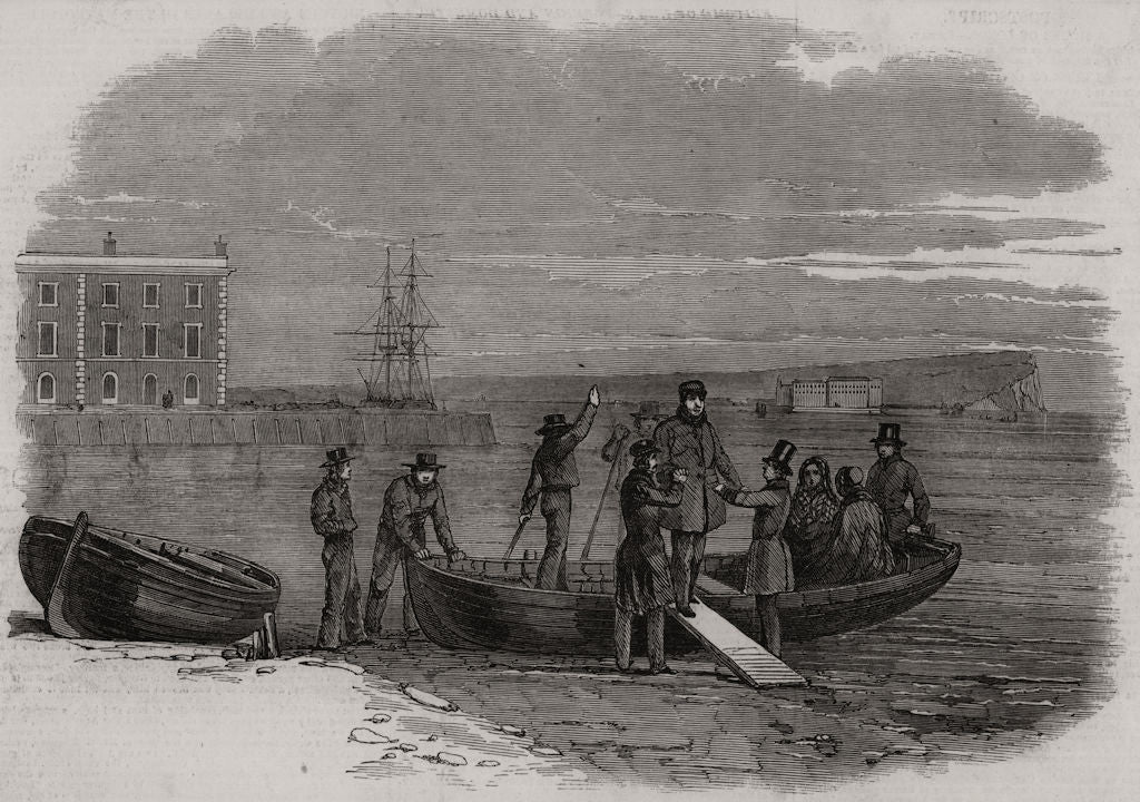 Louis Philippe landing at Newhaven. Sussex 1848 old antique print picture
